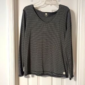 Jones New York Sport XL Black and Grey striped shirt stretch cotton